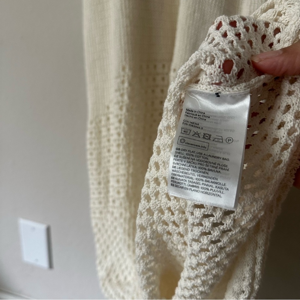 H&M Boho Chic Beach Crochet Knit Midi Maxi Dress in Off white S - Picture 8 of 13